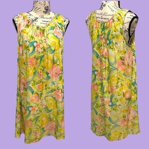 Vintage mod 1960s floral nightgown house dress